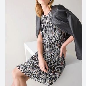 White House Black Market Metallic Smocked Sleeveless Blouson Dress Size Small